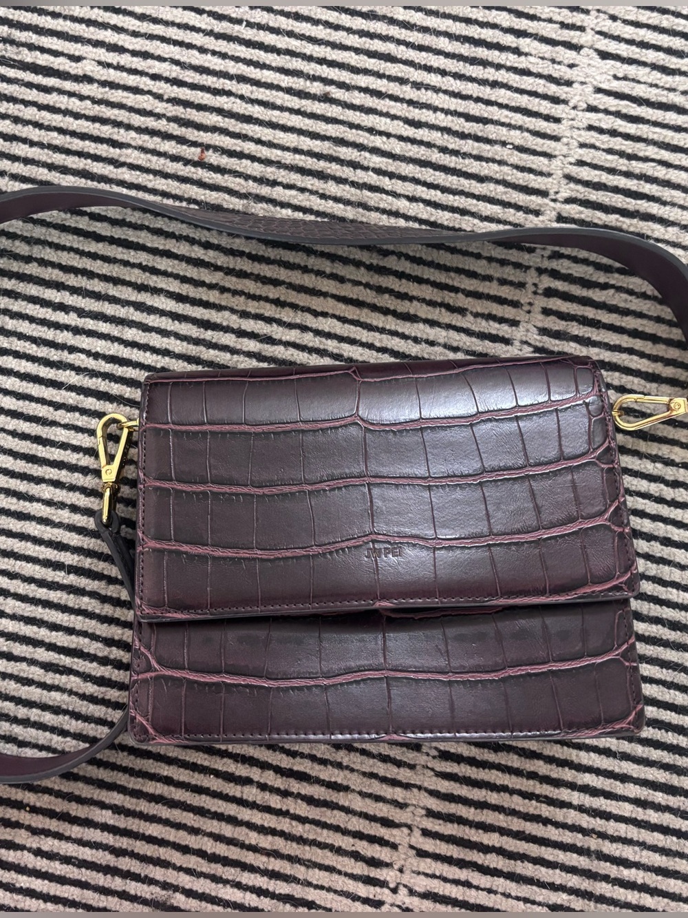 JW PEI Croc-Embossed Crossbody Bag - Deep Burgundy